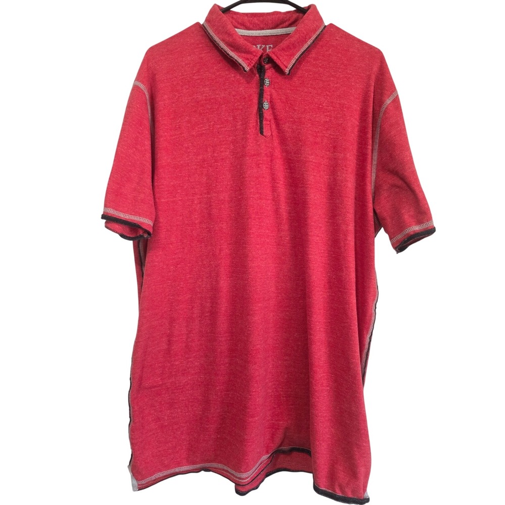 BKE Buckle Mens XXL Red Heathered Short Sleeve B9086 Casual Knit Polo Shirt EUC
